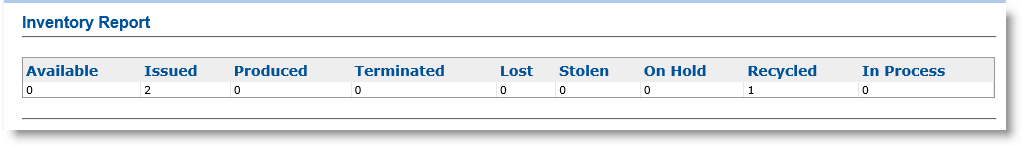 Inventory Report page with table showing number of devices in various states